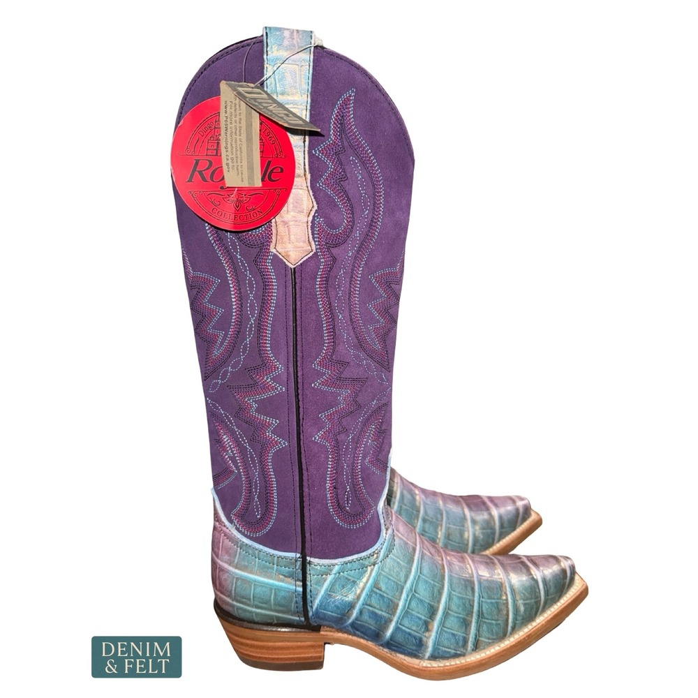 NEW Dingo1969 Royale Caterina Purple Blue Caiman Snip Toe Western Cowgirl Boots - Picture 11 of 16